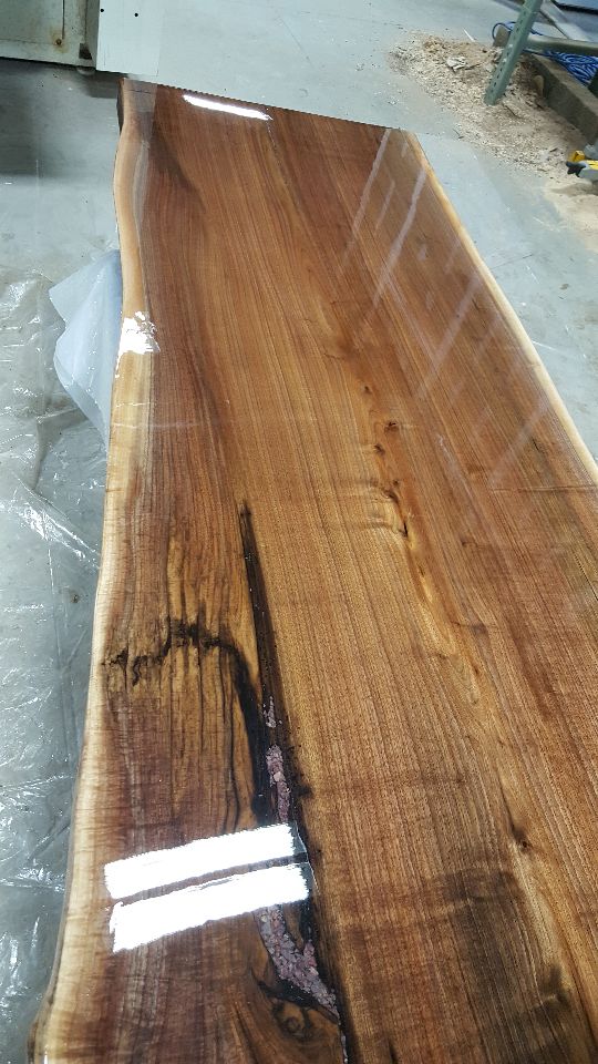 Walnut Table Top - Stone & Epoxy Filled "Defects"